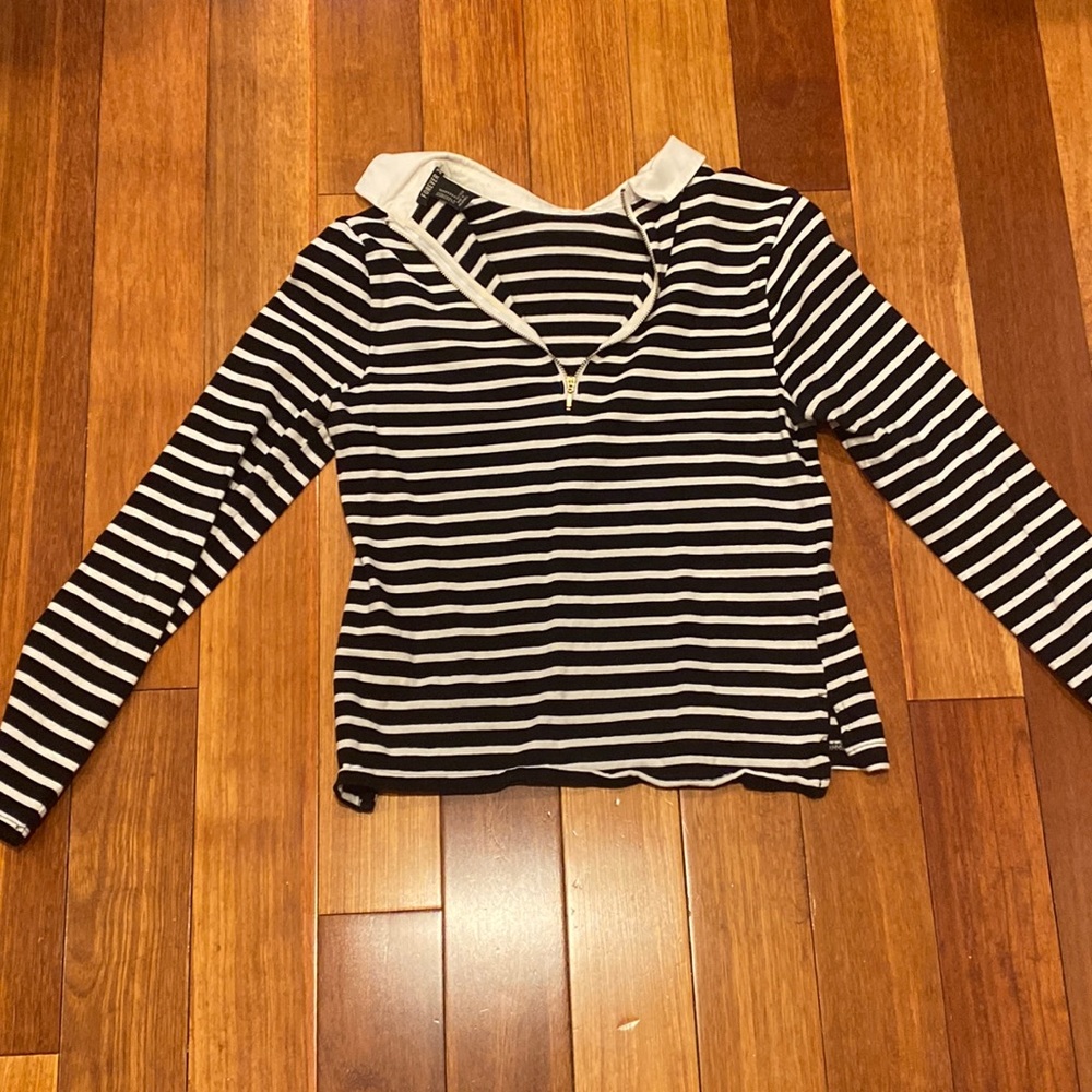 striped zip up at the top